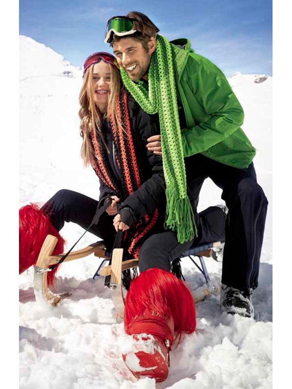 STREIFENSCHAL MIT FRANSEN Mille II uni/neon von Lana Grossa