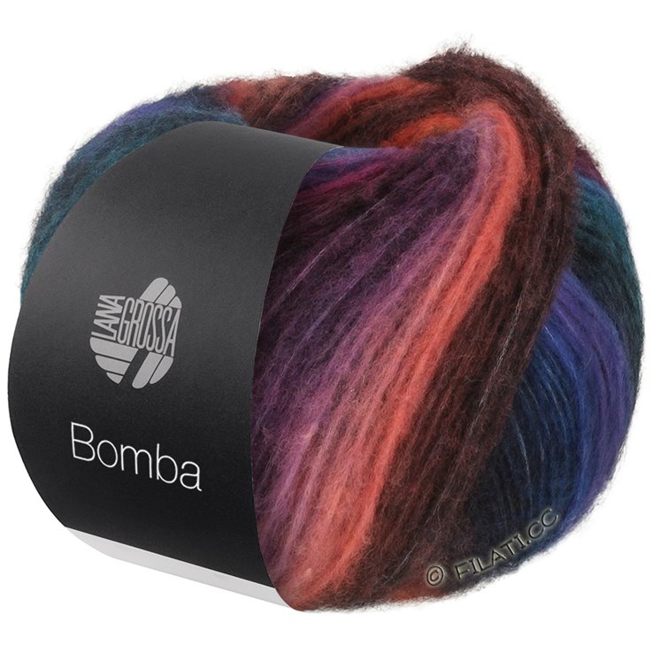 Lana Grossa BOMBA | 03-Brombeer/Zyklam/Grau/Koralle/Petrol/Violett/Türkis/Bordeaux/Fliederlila/Royal/Altrosa