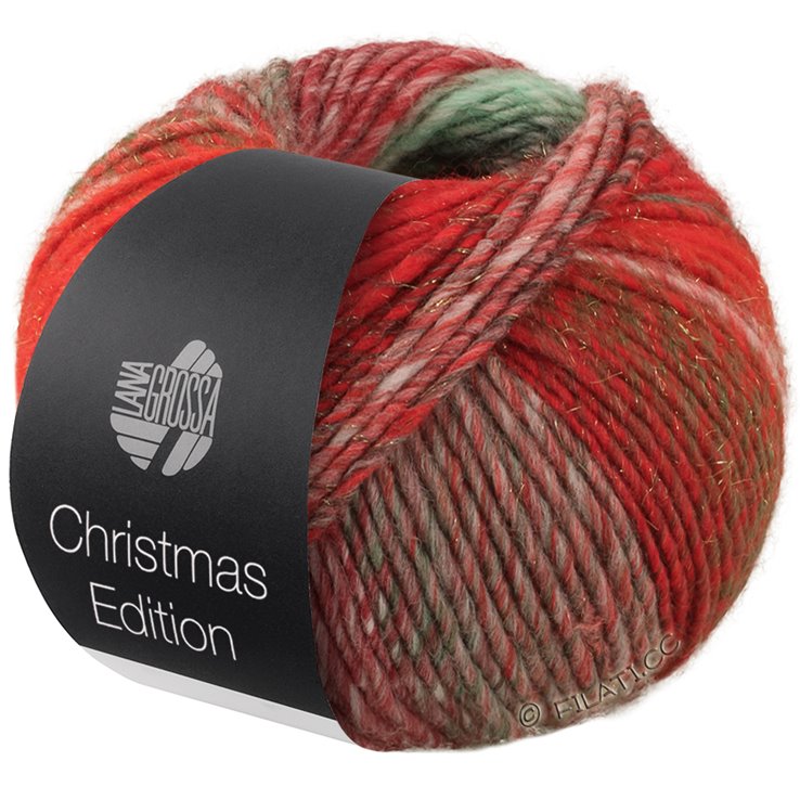 CHRISTMAS EDITION BIG LUREX - von Lana Grossa | 203-Graurot/Rot/Ecru/Schwarzrot/Weißrot/Orange/Dunkelgrün/Weißgrün/Dunkelgrau/Dunkelrot