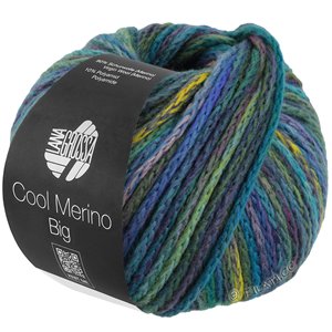 COOL MERINO Big Color - von Lana Grossa | 407-Jade/Petrol/Türkis/Rosabeige/Aubergine/Gelbgrün/Royal/Graublau