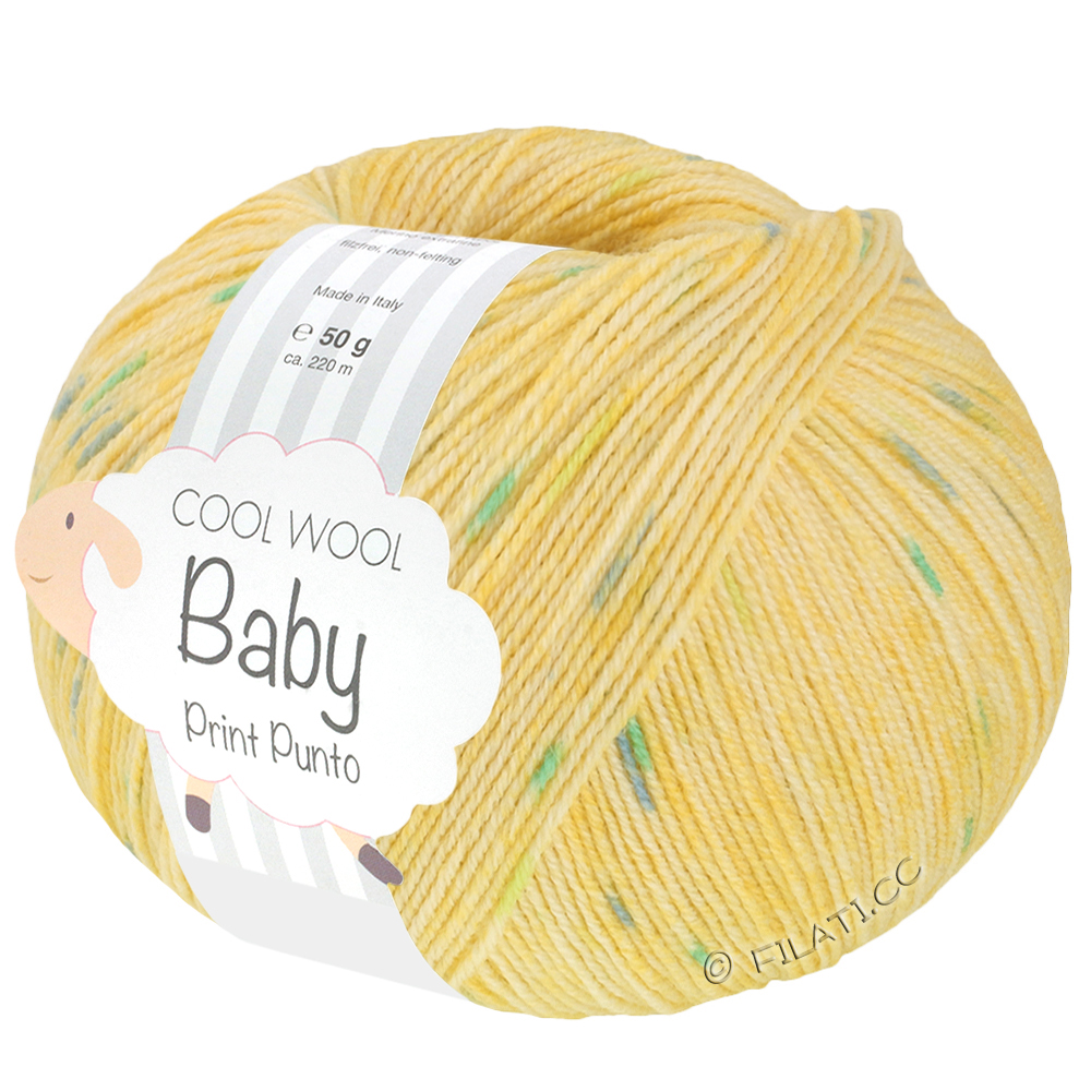 COOL WOOL Baby Uni/Print 50g - von Lana Grossa | 374-Zitrusgelb/Gelb/Türkis/Maigrün