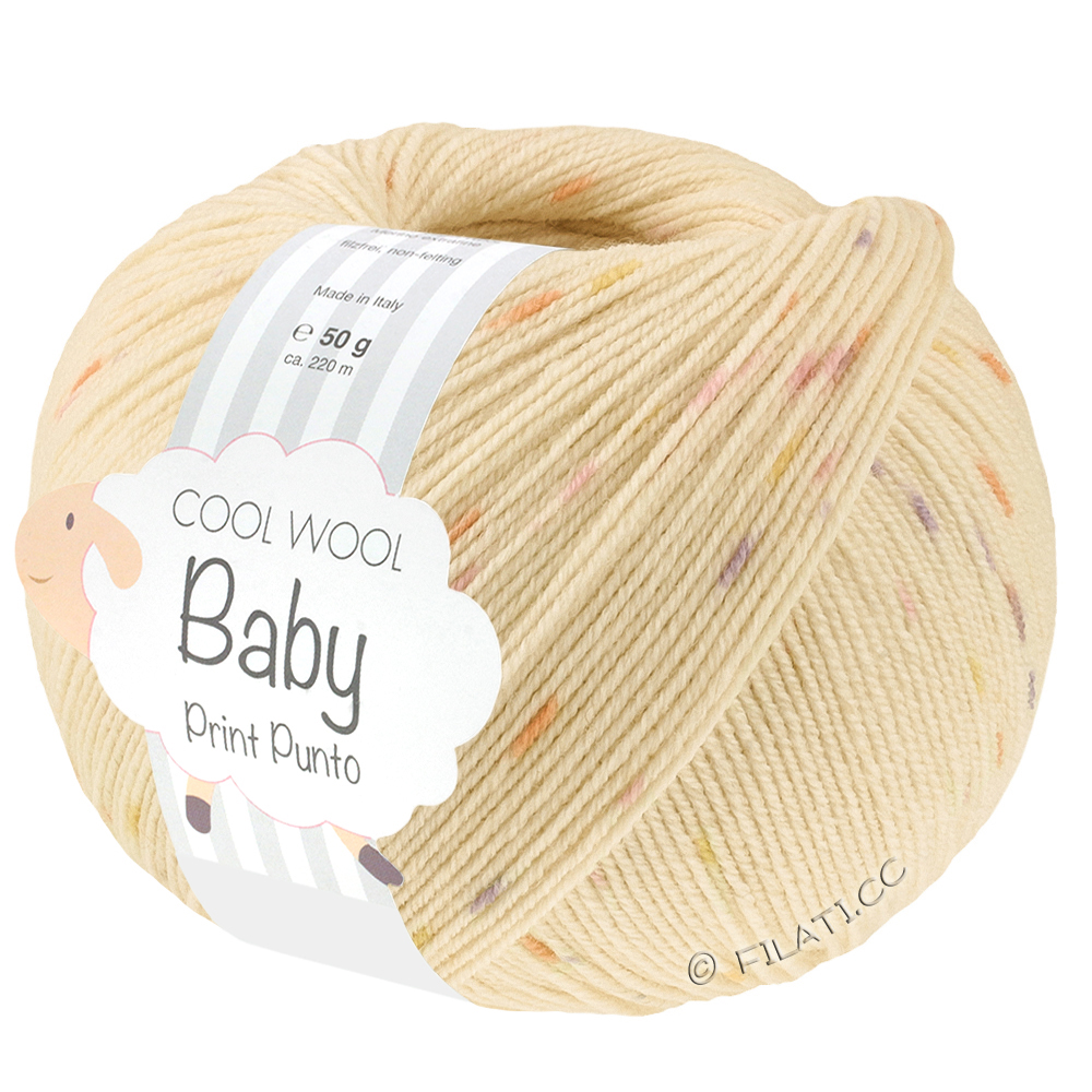 COOL WOOL Baby Uni/Print 50g - von Lana Grossa | 375-Blassgelb/Gelb/Orange/Lila/Rosa