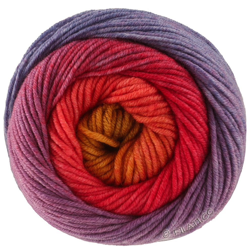 COOL WOOL Big Color - von Lana Grossa | 4048-Hellrot/Weinrot/Rotviolett/Petrolblau/Oliv/Curry/Orange