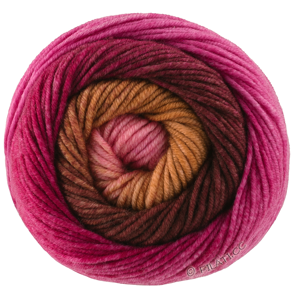 COOL WOOL Big Color - von Lana Grossa | 4049-Nougat/Schokobraun/Rotviolett/Zyklam/Fuchsia/Pink/Camel