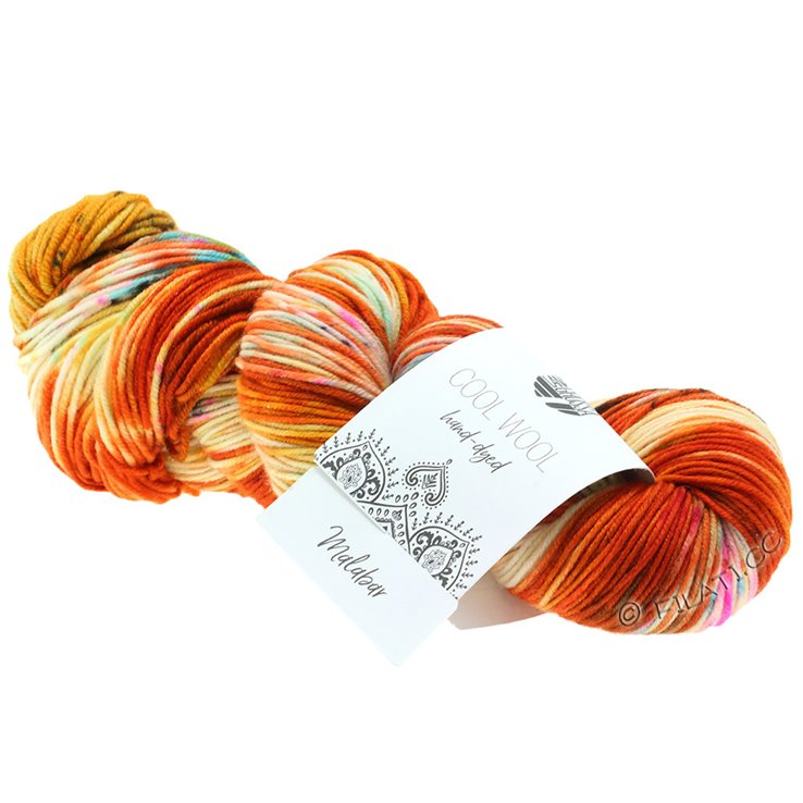 COOL WOOL Hand-dyed - von Lana Grossa | 101-Rost/Orange/Rohweiß/Gelb/Pink/Grün