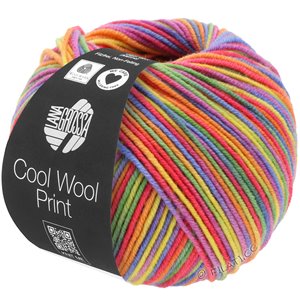 COOL WOOL  Print - von Lana Grossa | 703-Lila/Grün/Himbeer/Orange/Gelb/Blau