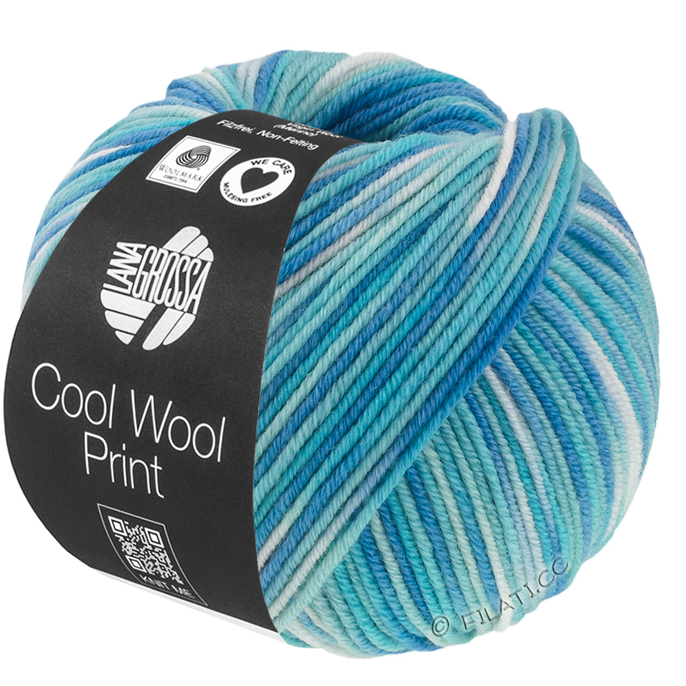 COOL WOOL  Print - von Lana Grossa | 844-Türkis/Hellblau/Azurblau/Rohweiß