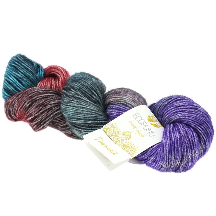 ECOPUNO Hand-dyed - von Lana Grossa | 501-Dunkelgrau/Anthrazit/Violett/Terrakotta/Petrol