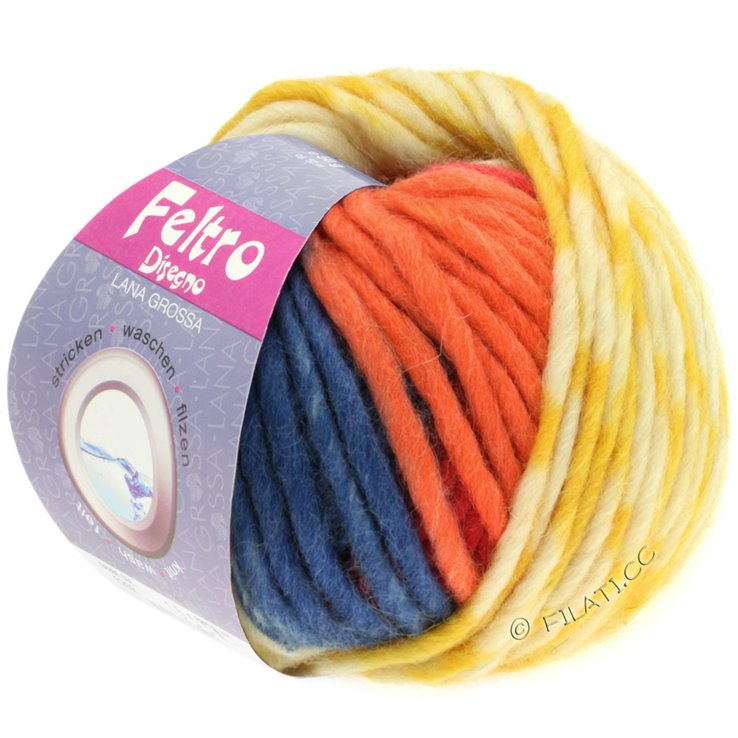 FELTRO Disegno - von Lana Grossa | 1201-Rohweiß/Gelb/Orange/Hellblau