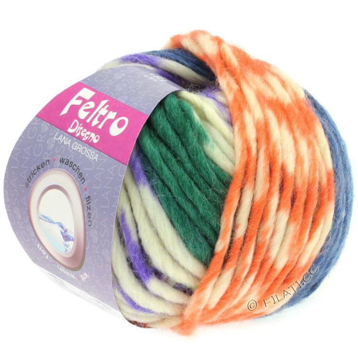 FELTRO Multicolor - von Lana Grossa | 1205-Lila/Rohweiß/Blau/Grün/Gelb/Pfirsich