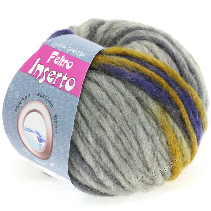 FELTRO Inserto - von Lana Grossa | 704-Grau meliert/Goldbraun/Blauviolett