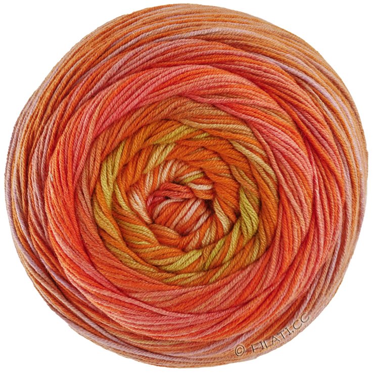GOMITOLO BALENO - von Lana Grossa | 221-Orange/Lachsrosa/Beige/Hellgrün/Grünbeige
