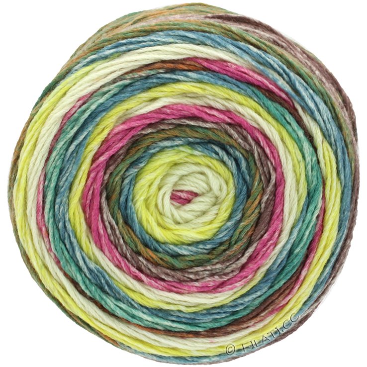 Lana Grossa GOMITOLO MEILENWEIT | 4012-Hellgrün/Türkisgrün/Petrol/Dunkelbraun/Pink/Orange/Zitrusgelb