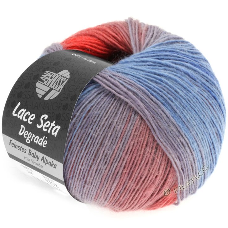 LACE Seta Dégradé 50g - von Lana Grossa | 101-Jeans/Zartlila/Lachsrot/Altrosa