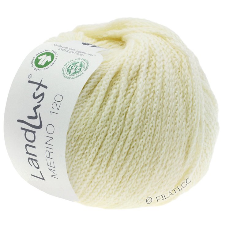 Lana Grossa LANDLUST MERINO 120 (GOTS & ICEA) | 101-Rohweiß