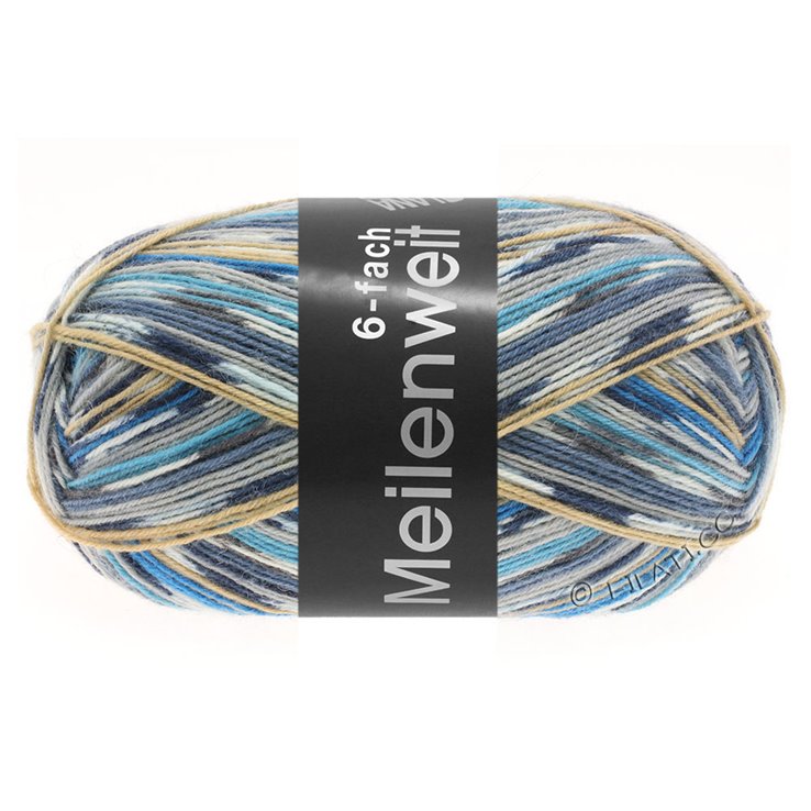 MEILENWEIT 6-FACH 150g Fantasy - von Lana Grossa | 9559-Petrol/Beige/Ecru/Silbergrau/Dunkelgrau/Blaugrau/Anthrazit/Türkis