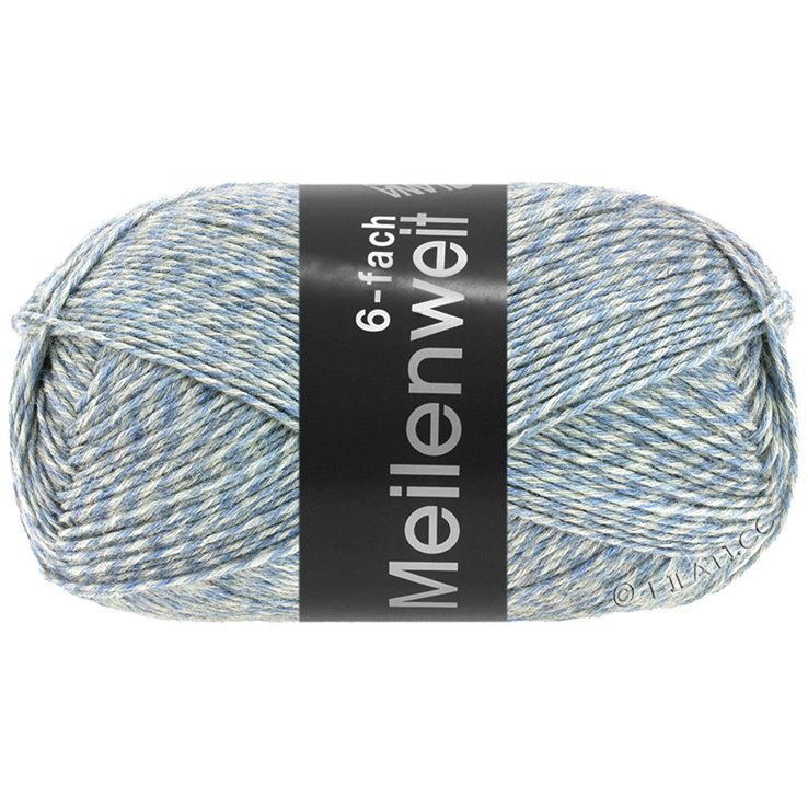 Lana Grossa MEILENWEIT 6-FACH 150g Mouliné/Tweed | 8502-Hellblau/Ecru