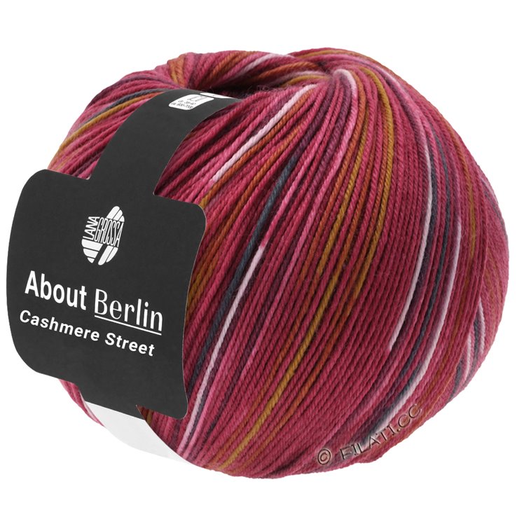 Lana Grossa MEILENWEIT 100g Cashmere Street (ABOUT BERLIN) | 831-Ziegelrot/Weiß/Senf/Pink/Dunkelgrau/Petrol
