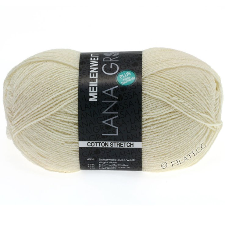 MEILENWEIT 100g Cotton Stretch - von Lana Grossa | 8001-Winterweiß