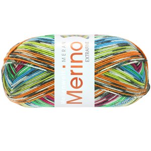 MEILENWEIT 100g Merino Extrafine Meran - von Lana Grossa | 2588-Weiß/Anthrazit/Orange/Limette/Türkis/Grün/Pink