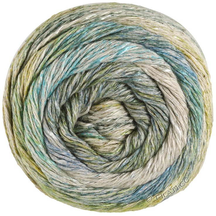 MOSAICO (Linea Pura) - von Lana Grossa | 001-Gelbgrün/Graugrün/Natur/Jade/Türkis/Jeans/Graublau
