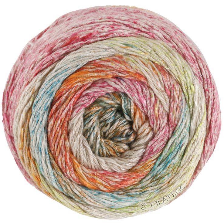 Lana Grossa MOSAICO (Linea Pura) | 004-Graugrün/Orange/Hellbeige/Pink/Lachs/Vanille/Pistazie