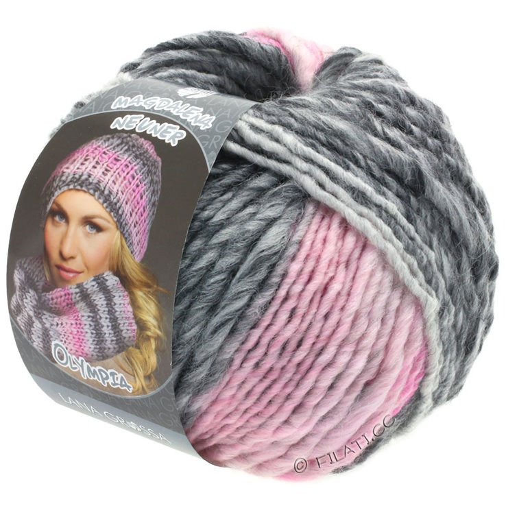 OLYMPIA Grey - von Lana Grossa | 801-Dunkelgrau/Hellgrau/Rosa/Pink