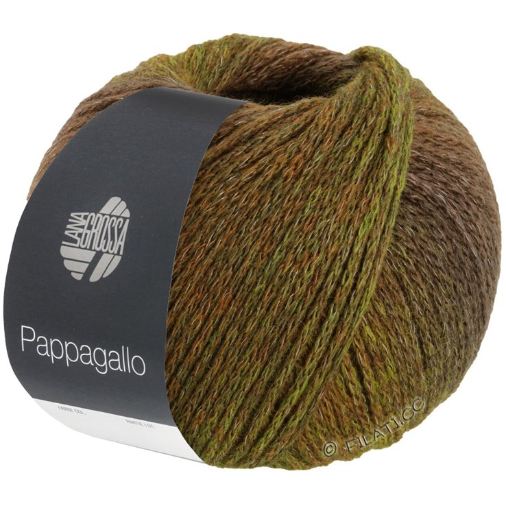PAPPAGALLO - von Lana Grossa | 15-Umbra/Graubraun/Schwarzbraun/Helloliv/Dunkeloliv/Moosgrün