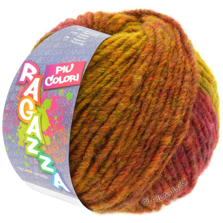 Lana Grossa PIU COLORI Degradé (Ragazza) | 101-Ockergelb/Ziegelrot/Blau