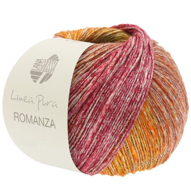 ROMANZA (Linea Pura) - von Lana Grossa | 01-Leinen/Zyklam/Beere/Grauorange/Orange/Gelb