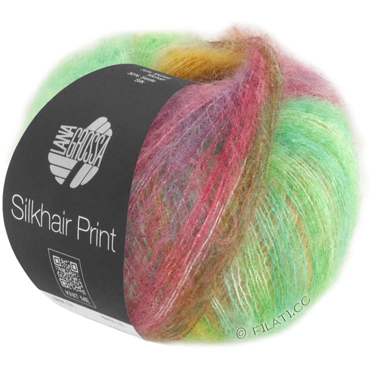 SILKHAIR PRINT - von Lana Grossa | 421-Senfgelb/Grün/Jade/Türkis/Beere/Violett