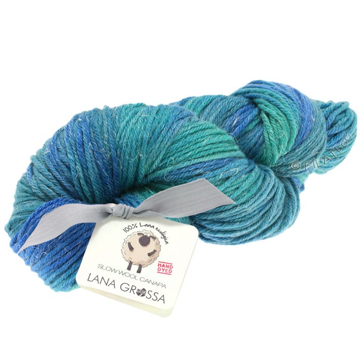 SLOW WOOL CANAPA HAND DYED - von Lana Grossa | 101-Tintenblau/Petrol/Türkisgrün