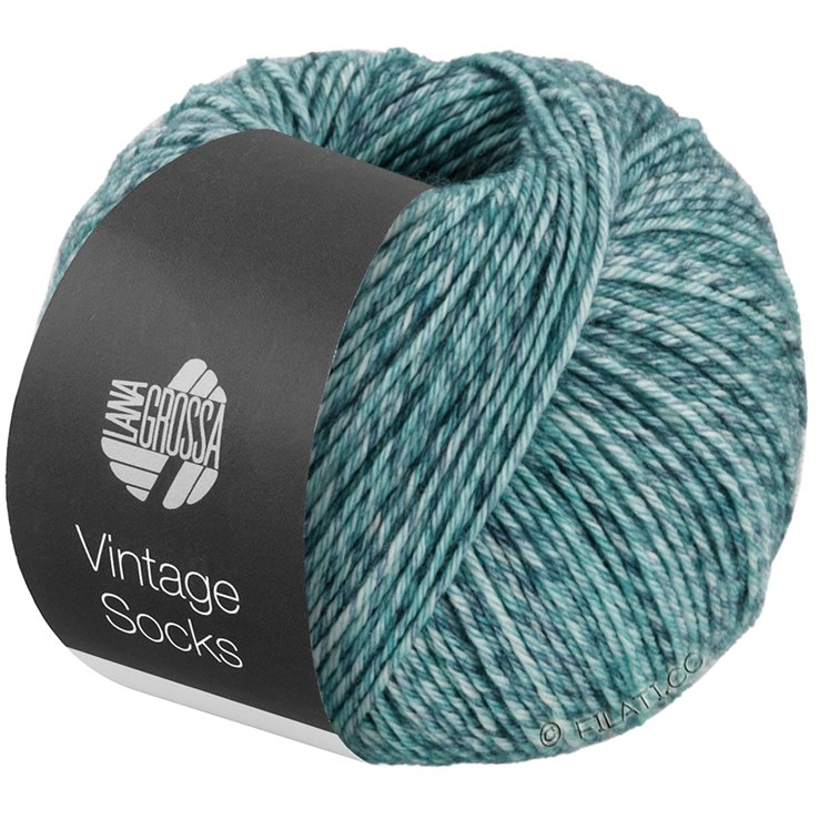 Lana Grossa Vintage Socks | 1003-Mint meliert/Graublau meliert/Jeans meliert/Petrol meliert