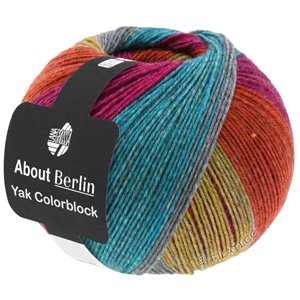 MEILENWEIT 100g Yak Colorblock (ABOUT BERLIN) - von Lana Grossa | 638-Fuchsia/Jade/Graugrün/Graugelb/Orange meliert