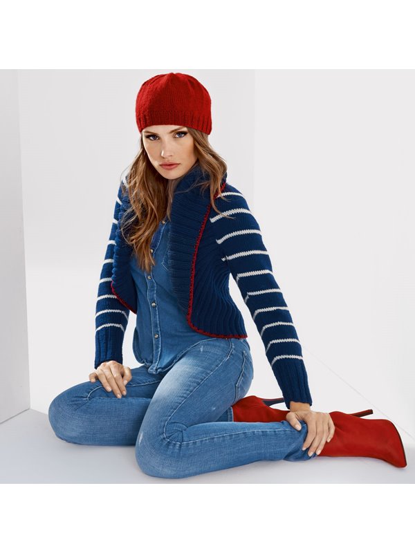 BOLERO-JACKE MIT STREIFEN BINGO Melange (GOTS) von Lana Grossa