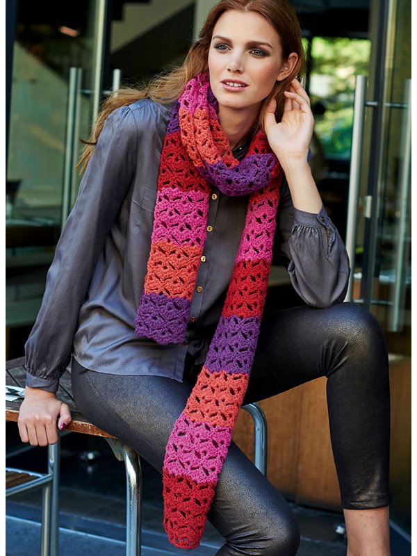 HÄKEL-SCHAL MIT BOGEN-MUSTER Merino Air von Lana Grossa