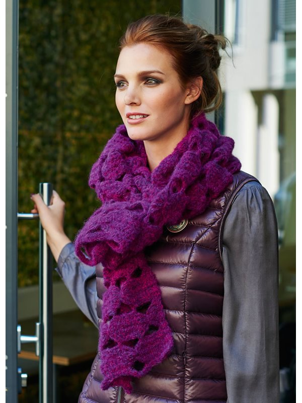 HÄKEL-SCHAL MIT SCHLEIFEN-MUSTER Garzato Fleece von Lana Grossa