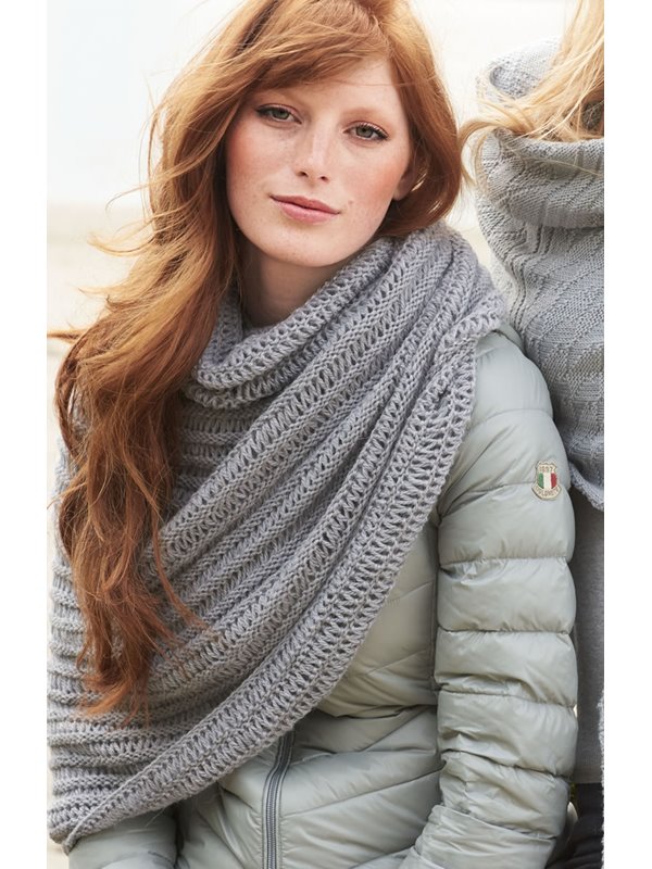 QUER GESTREIFTE LOCH-STOLA Cool Wool Alpaca von Lana Grossa