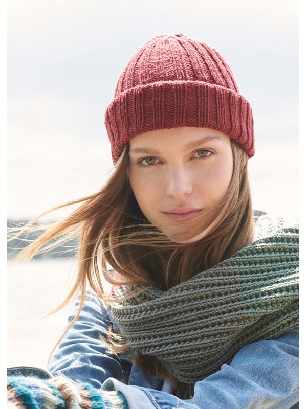 RIPPENMÜTZE MIT EINFACHEM UMSCHLAG Cool Wool Big von Lana Grossa