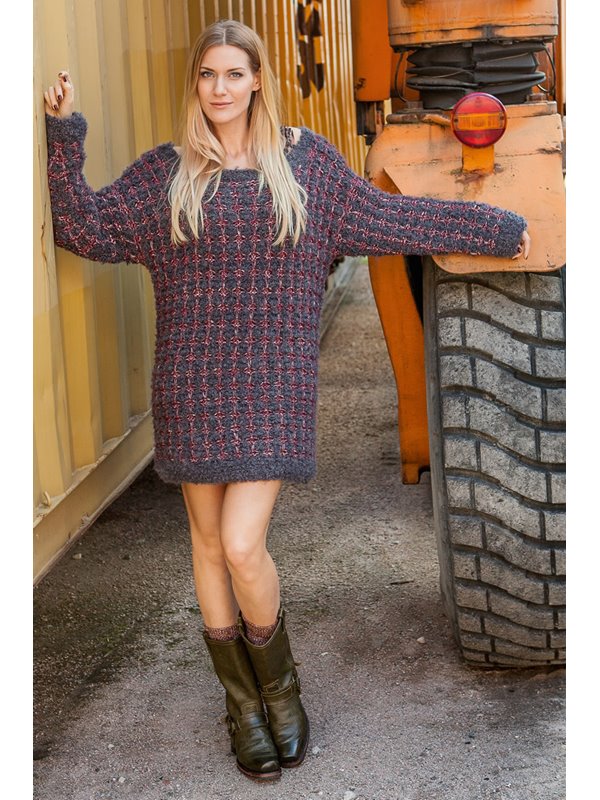 LONG-PULLI MIT HEBEMUSTER Bombolo/Marmo von Lana Grossa