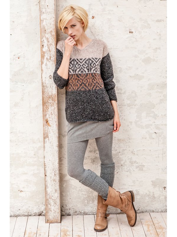 V-PULLI MIT JACQUARDBORDÜRE Garzato Nuovo von Lana Grossa
