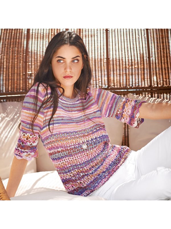 PULLI MIT NETZMUSTER UND HÄKELBOGENMUSTER Allegro Print von Lana Grossa