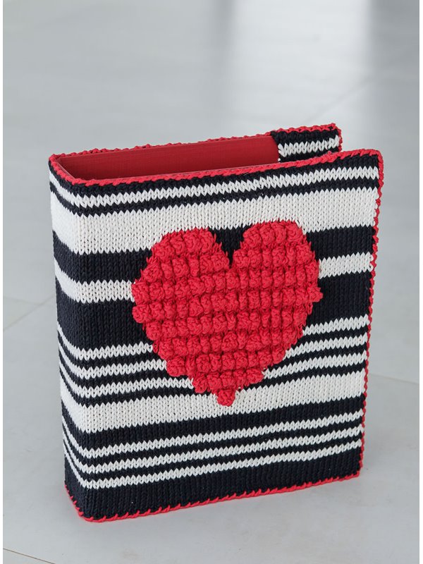 Lana Grossa ORDNERHÜLLE MIT STREIFEN UND NOPPENHERZ Organico