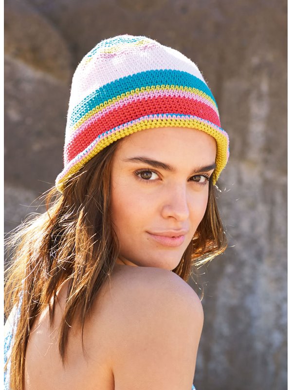 HÄKELHUT IN RINGELN AUS FESTEN MASCHEN Cotone von Lana Grossa