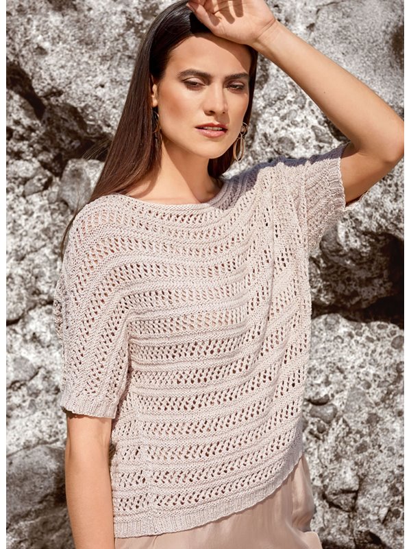 Lana Grossa KIMONOPULLI IM LOCHSTREIFENMUSTER Linarte