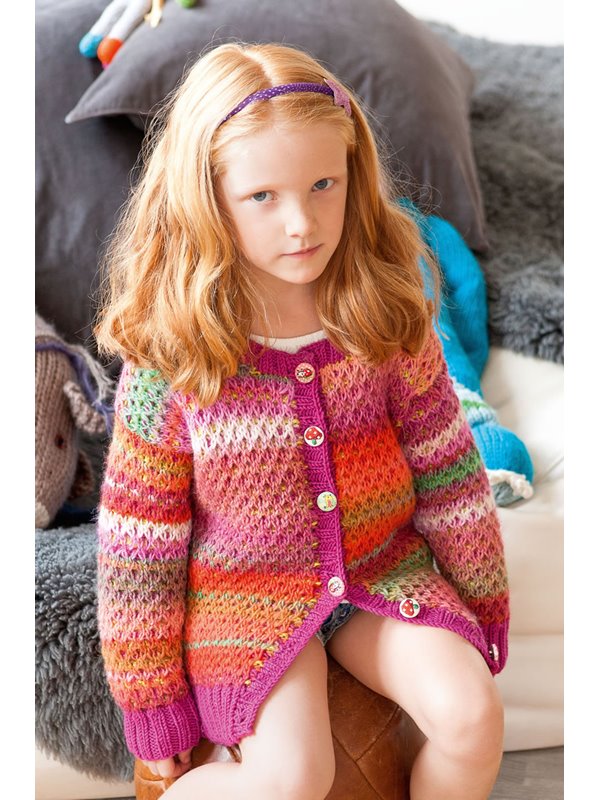 Lana Grossa JACKE IM HEBEMASCHENMUSTER Cinque Multi/Cool Wool Big