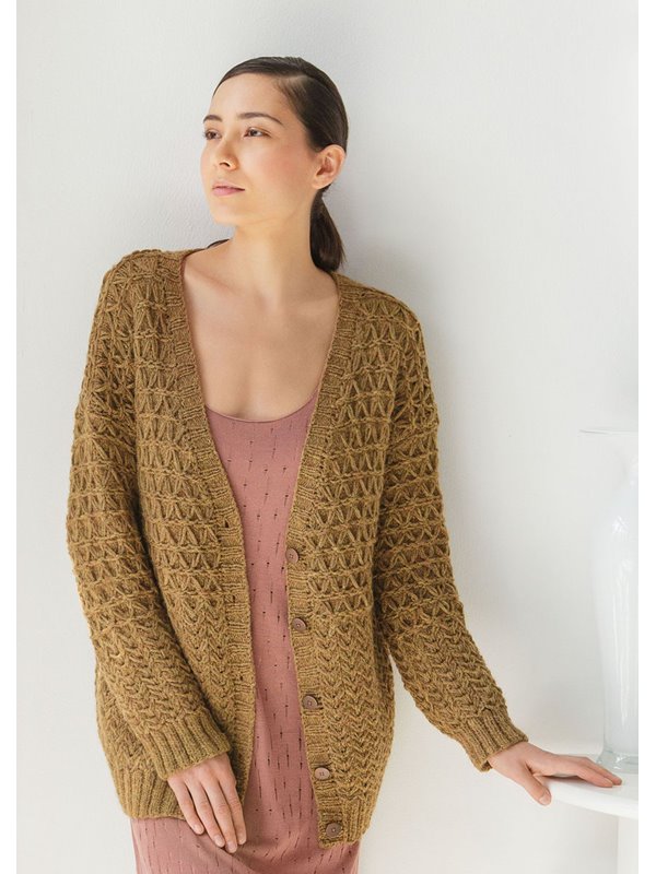 Lana Grossa JACKE IN VERKREUZTEN HEBEMASCHENMUSTERN Alta Moda Alpaca