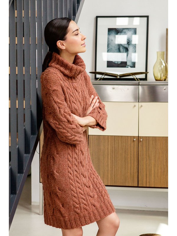KIMONO-LONGPULLI MIT ZOPFMUSTER Colmo von Lana Grossa