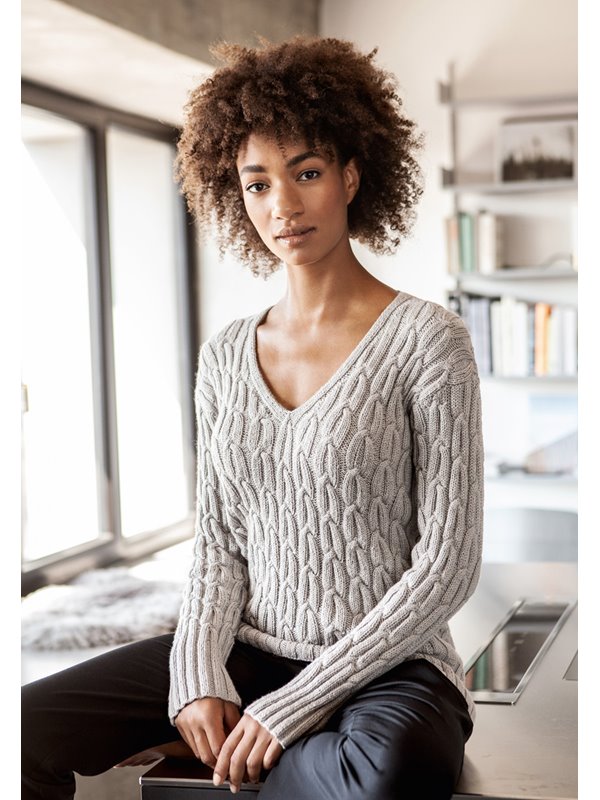 PULLI IM RIPPENZOPFMUSTER Cool Wool Cashmere von Lana Grossa
