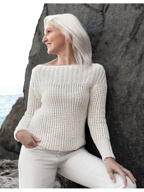 RAGLANPULLI IM RIPPENMUSTER Only Cotton von Lana Grossa